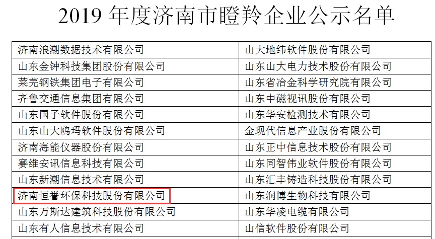 喜報(bào)丨恒譽(yù)環(huán)保榮獲“瞪羚企業(yè)”稱號